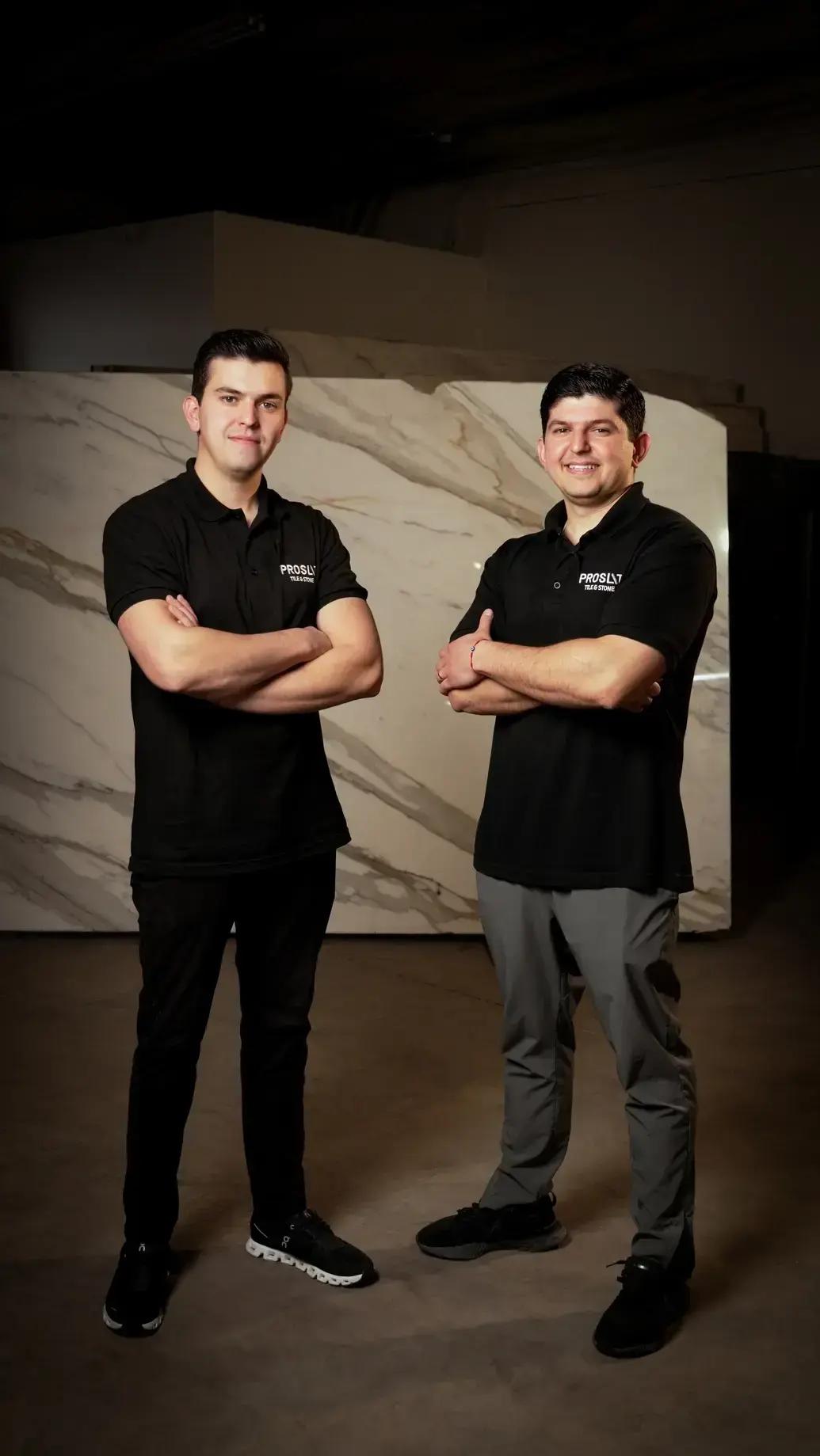 David and Irakli, the owners of Proslit Tile & Stone